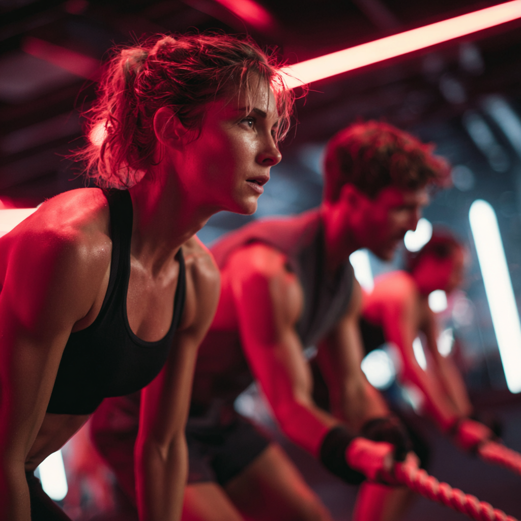 Slovak adults of different ages engaging in mindful fitness activities in wellness environment